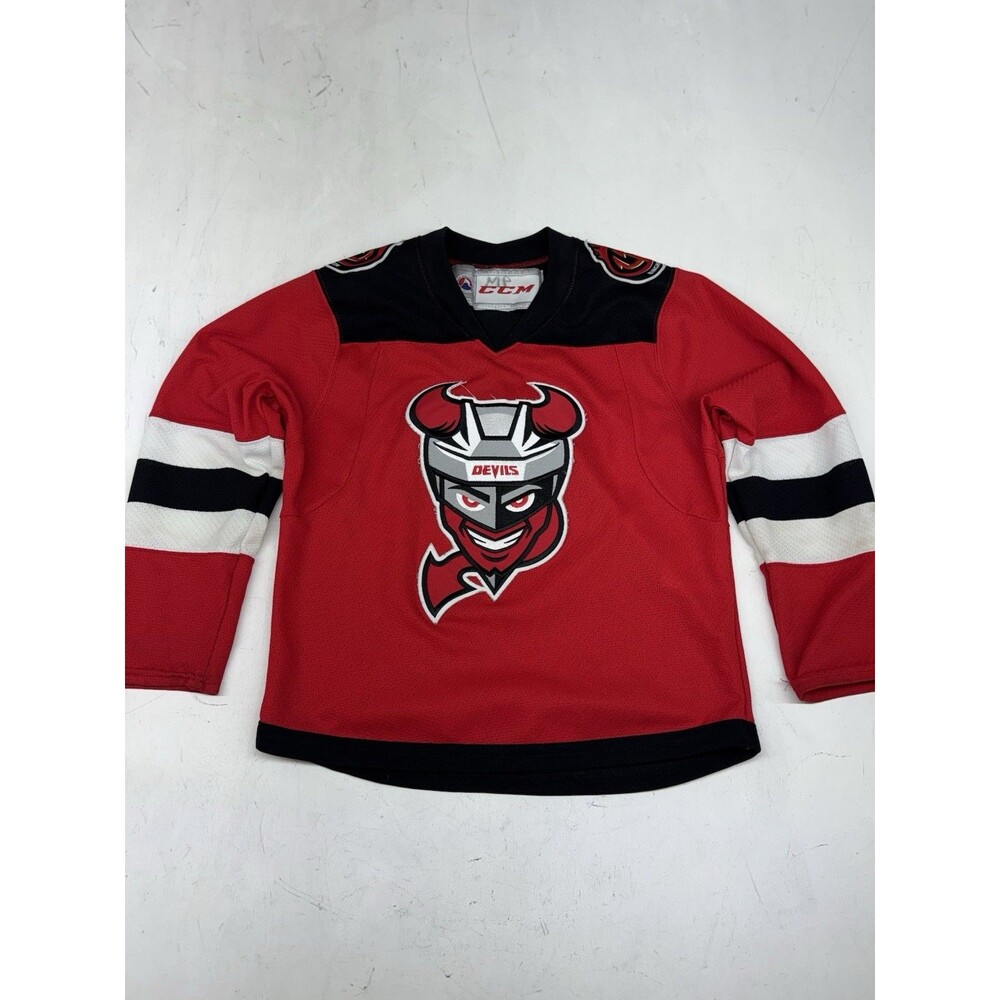 Binghamton Devils Jersey Youth S/M Red Black AHL Hockey Alternate Logo Sweater